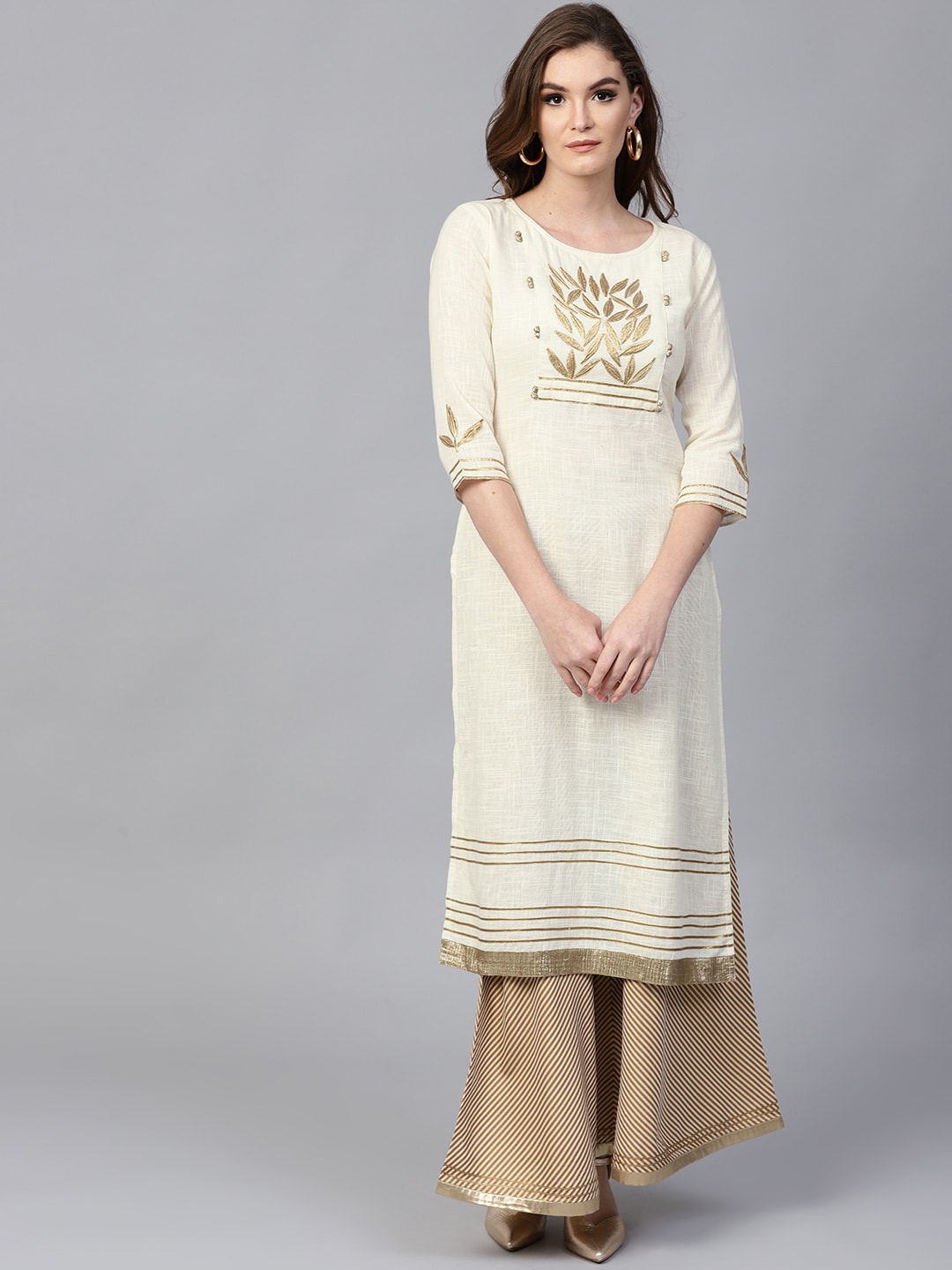 Finding Product Women's Off-White Gota Patti Embroidered Kurta
