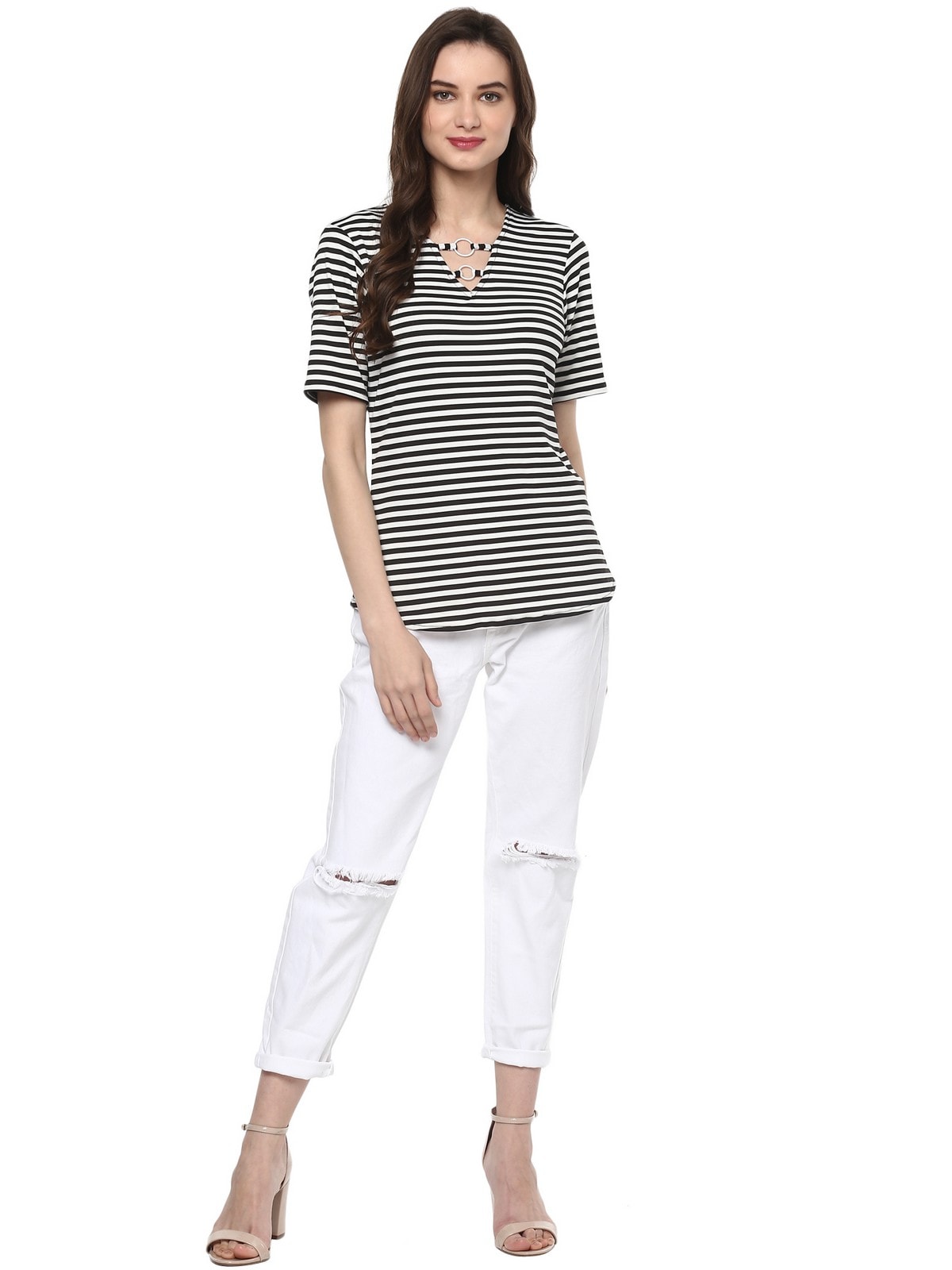 Finding Product Women's Breton Stripe Top With Rings