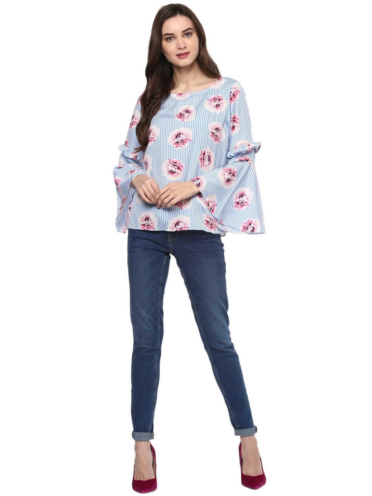 Finding Product Women's Striped Floral Top