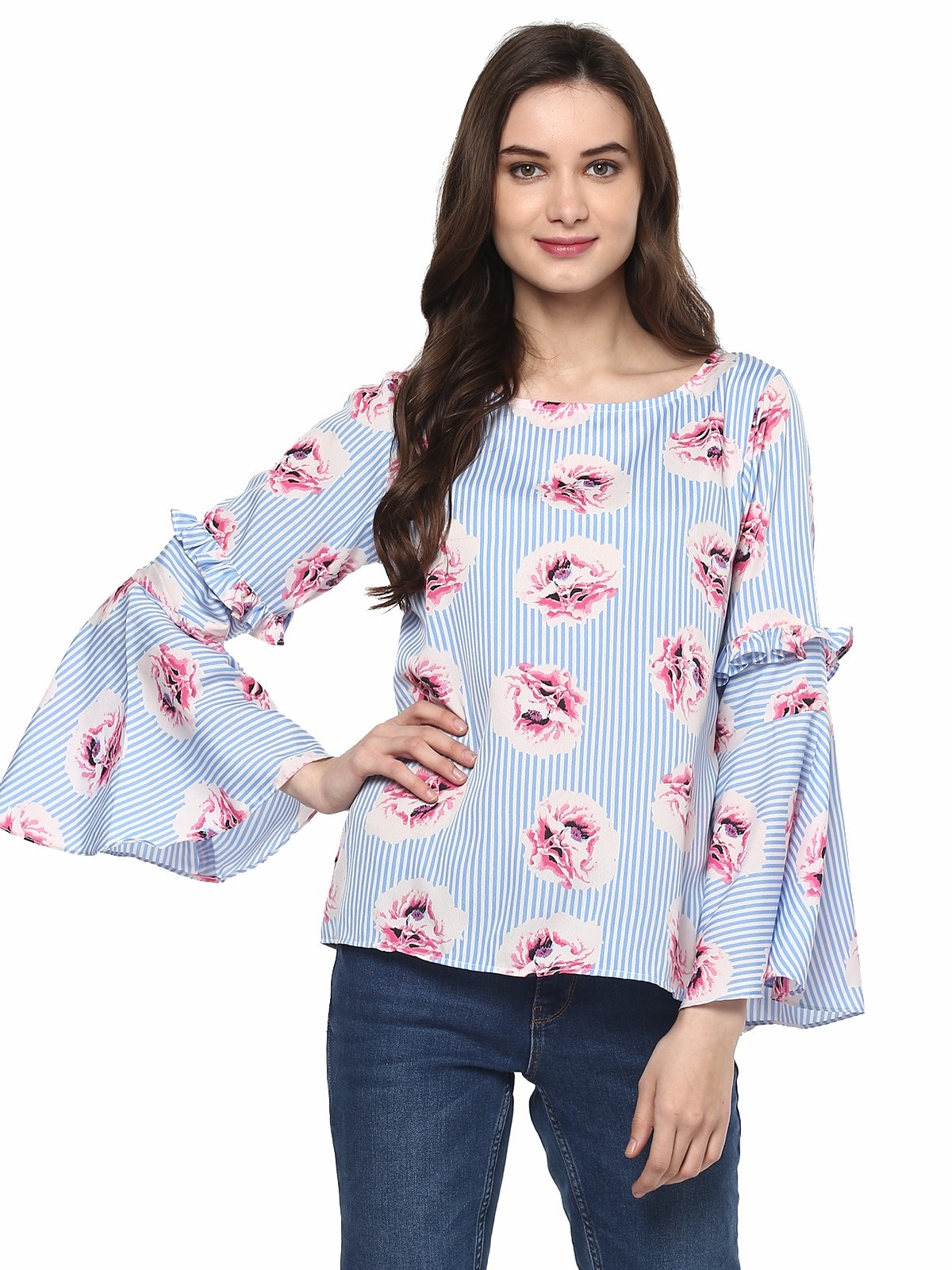 Finding Product Women's Striped Floral Top