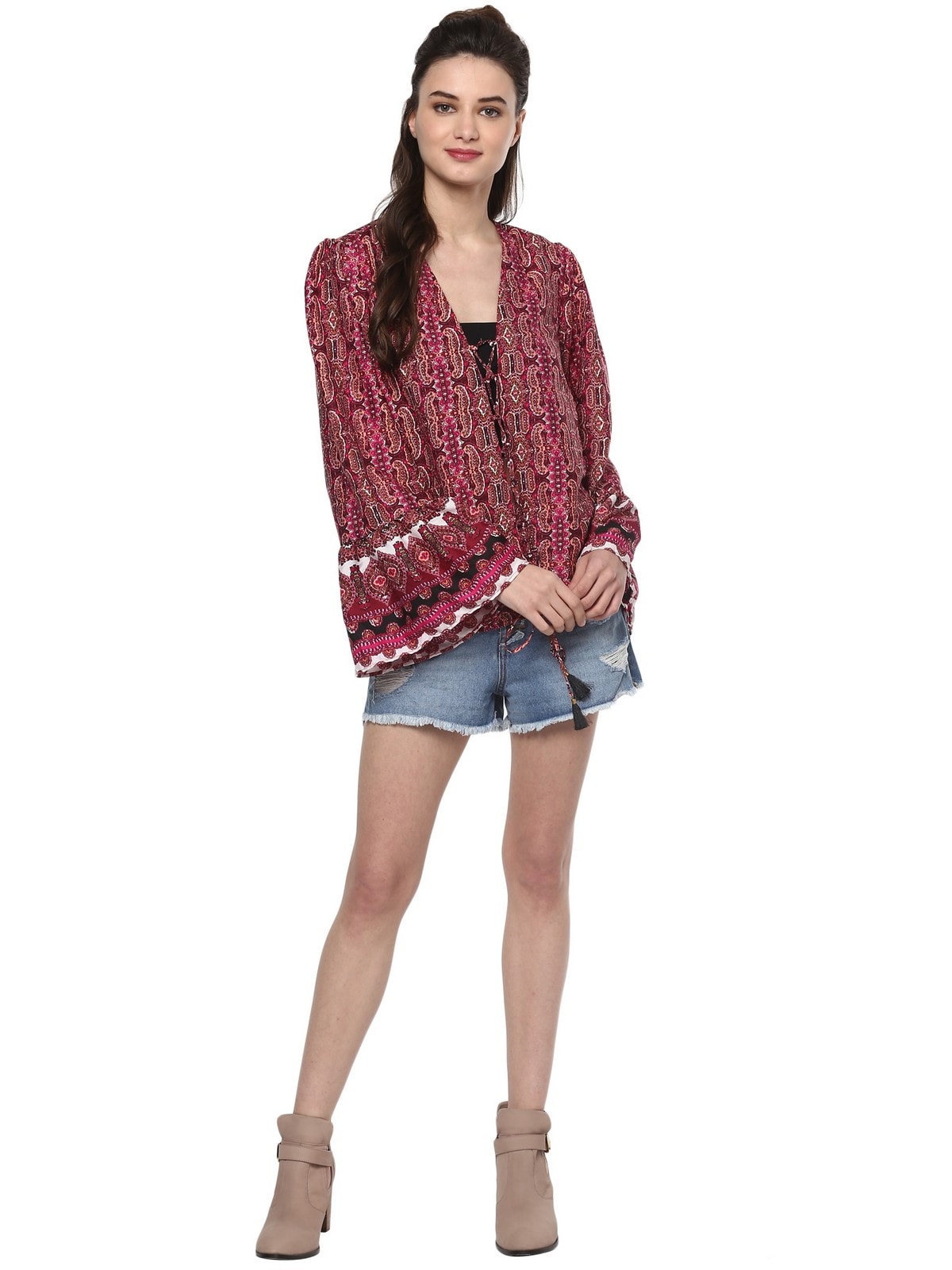 Finding Product Women's Printed Front Tie-Up Top