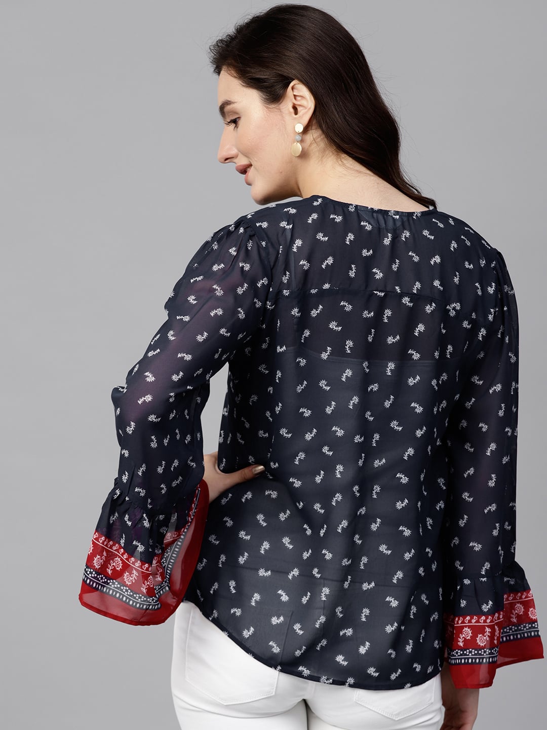 Finding Product Women's Border Front Tie-Up Top