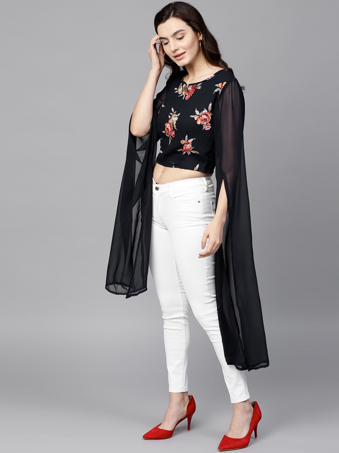 Finding Product Women's Floral Petal Sleeves Top