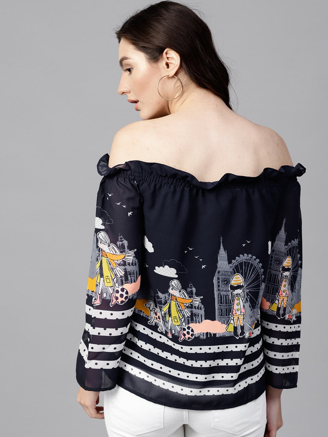 Finding Product Women's Off-Shoulder Fusion Printed Top