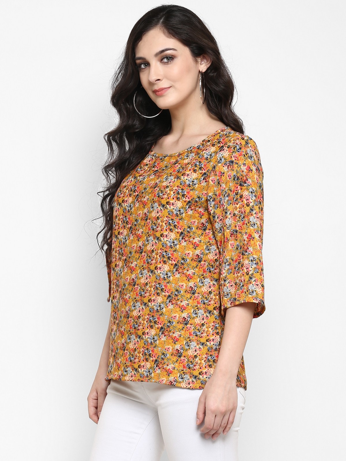 Finding Product Women's Multicolor Slit Sleeves Top