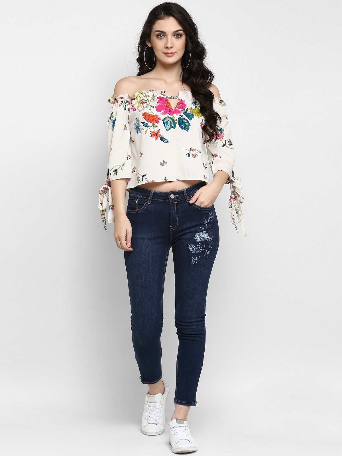 Finding Product Women's Floral Off-Shoulder Crop Top