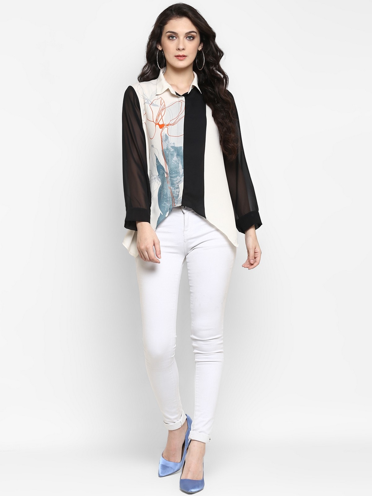 Finding Product Women's Monocromatic Printed Shirt Top