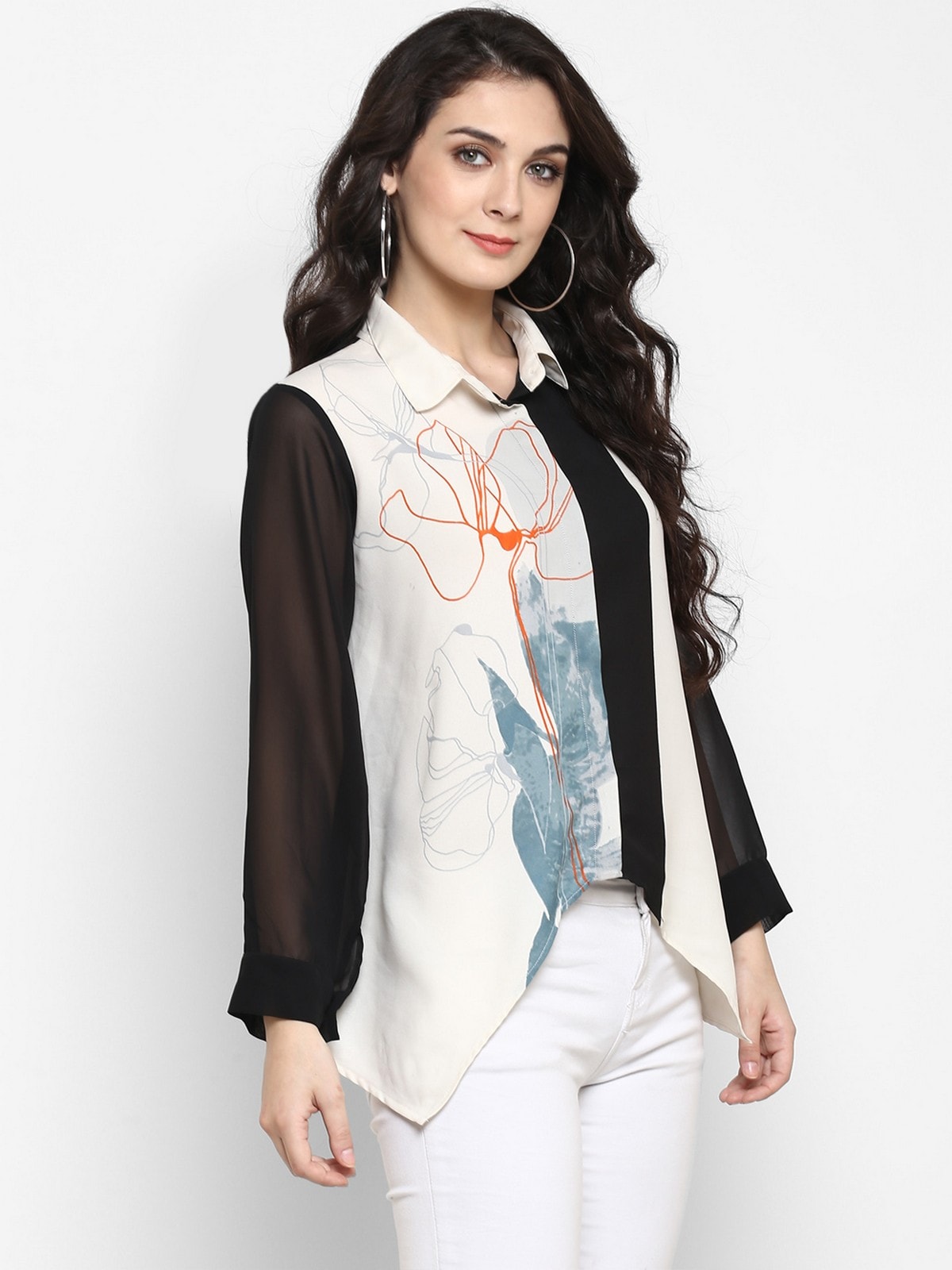 Finding Product Women's Monocromatic Printed Shirt Top