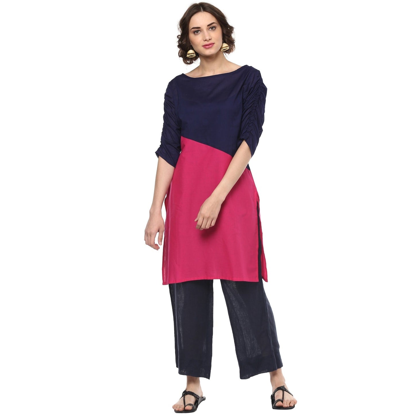 Finding Product Casual 3/4 Sleeve Solid Women's Kurti