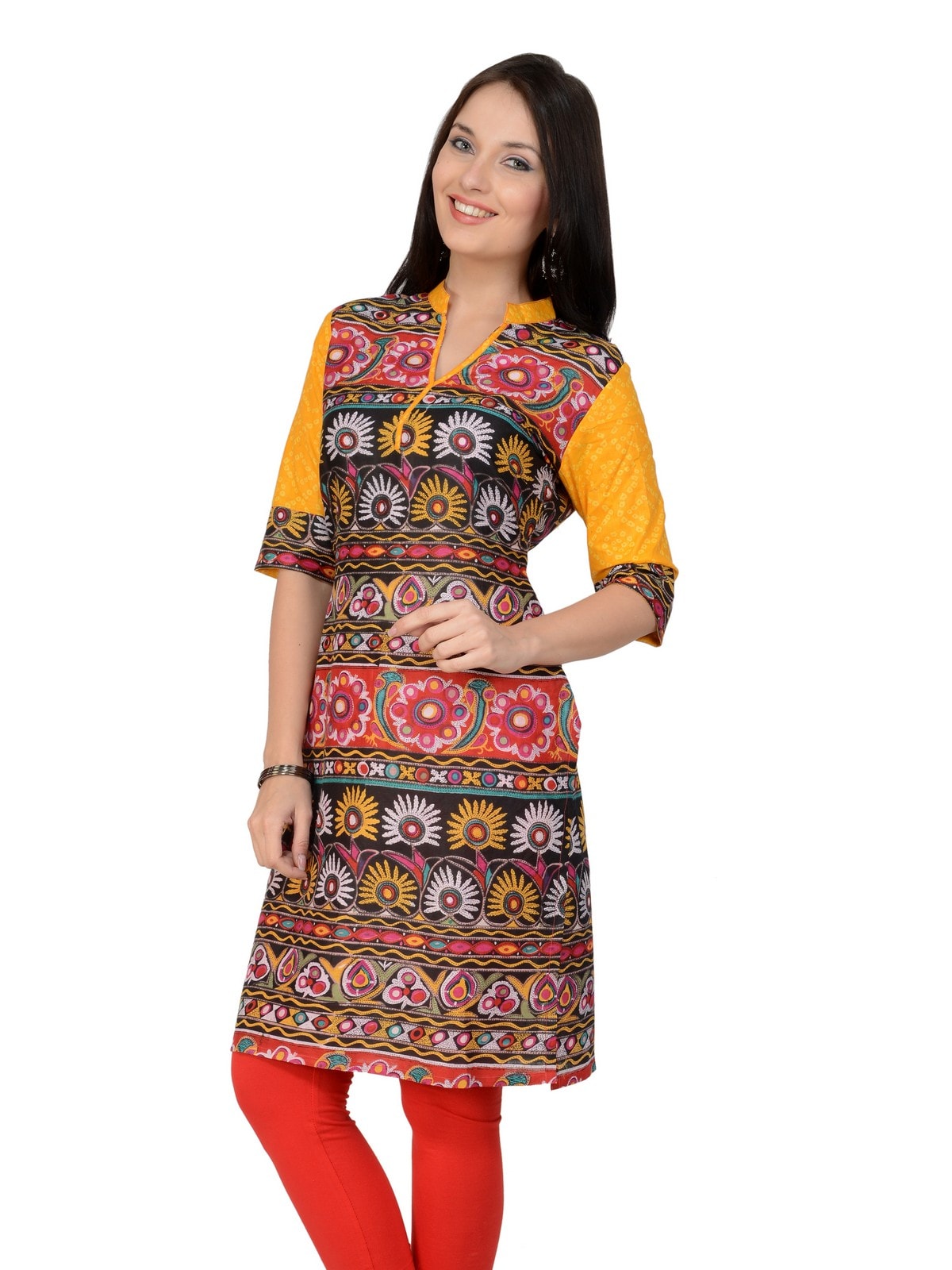 Casual 3/4 Sleeve Printed Kurti