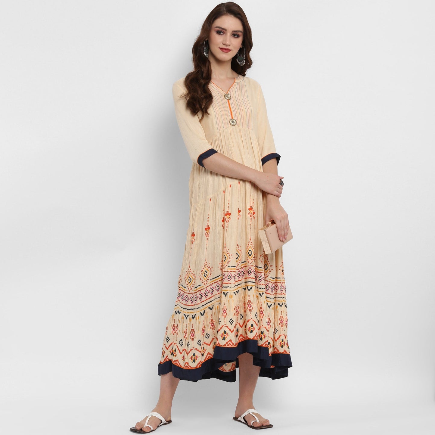 Finding Product Women's Printed Tiered Pin-Tucks Dress