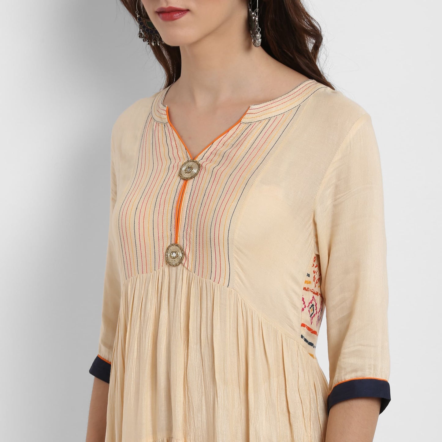 Finding Product Women's Printed Tiered Pin-Tucks Dress
