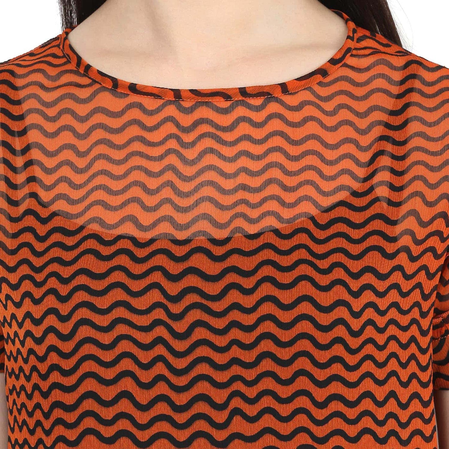 Finding Product Women's Orange Frill Shirt Top