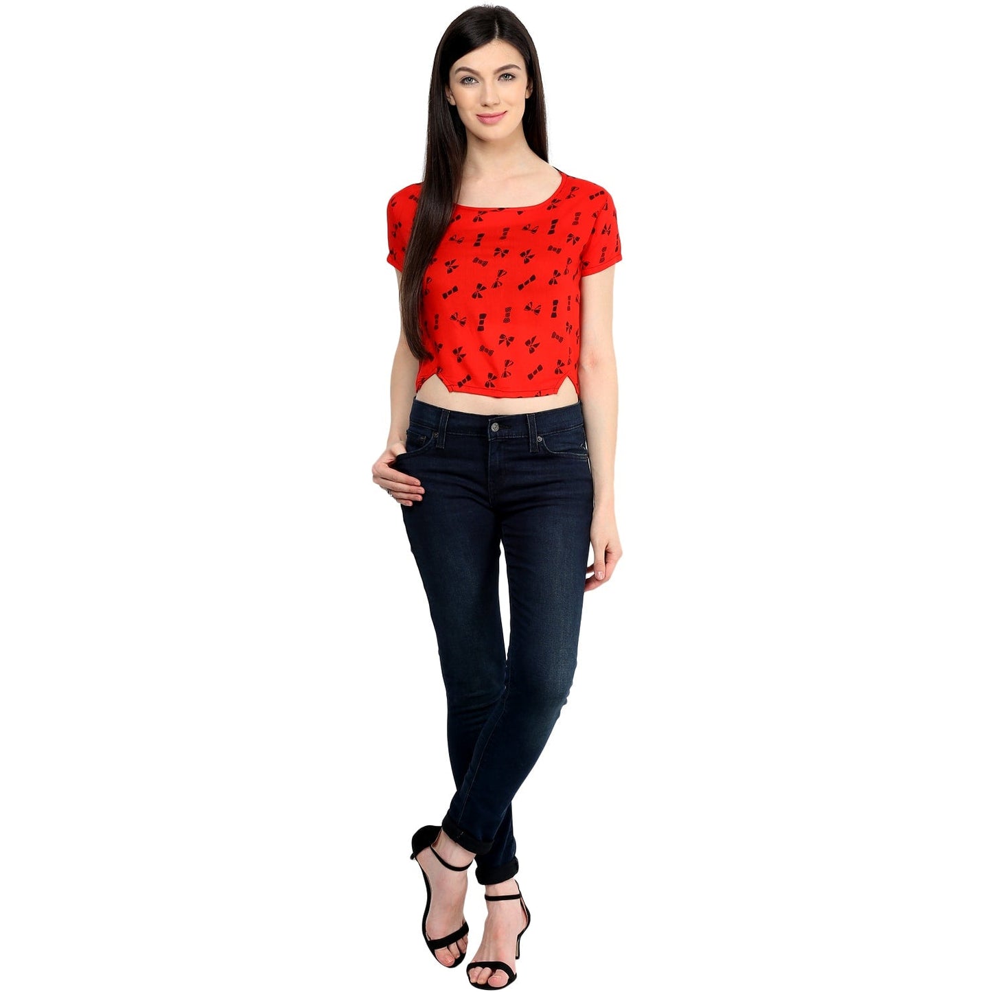 Finding Product Women's Red Bow Crop Top