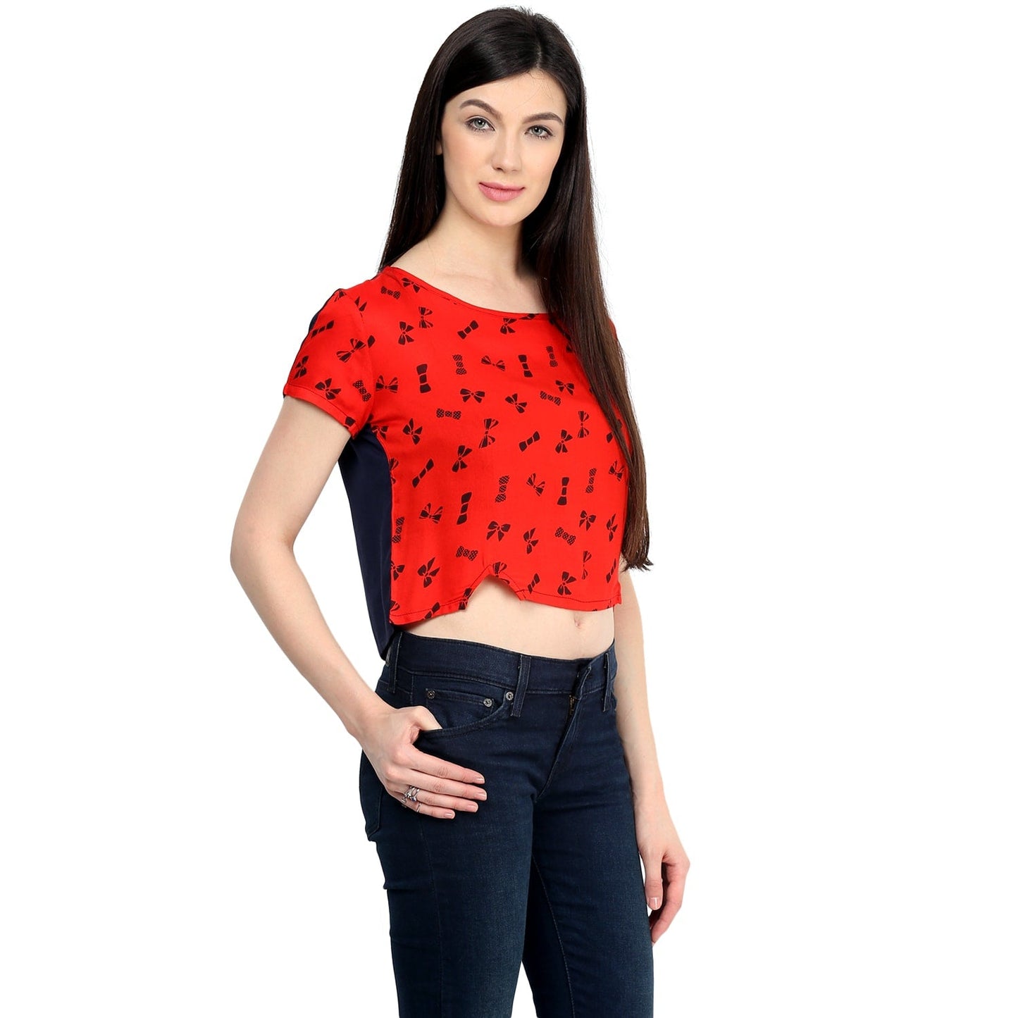 Finding Product Women's Red Bow Crop Top