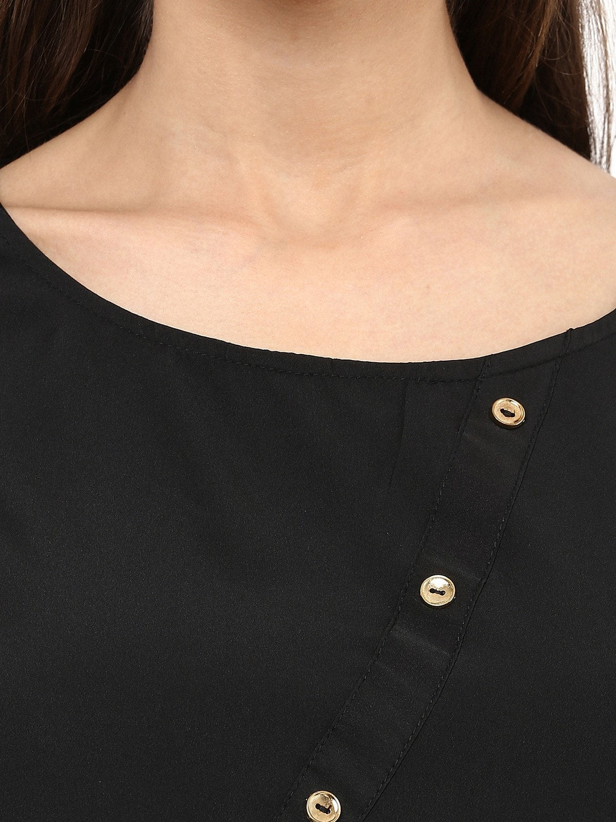 Finding Product Women's Black Top With Fake Shoulder-Tab