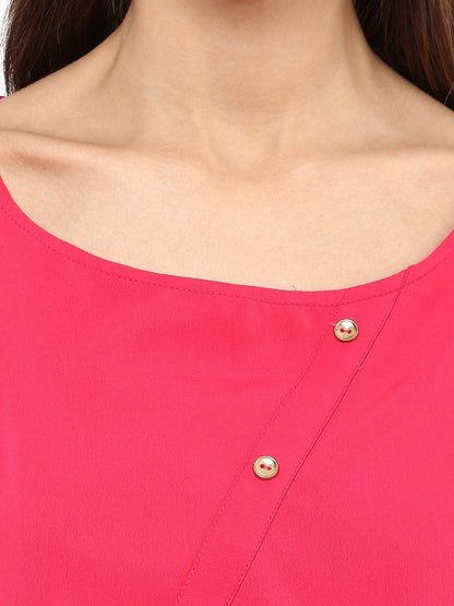 Finding Product Women's Pink Top With Fake Shoulder-Tab