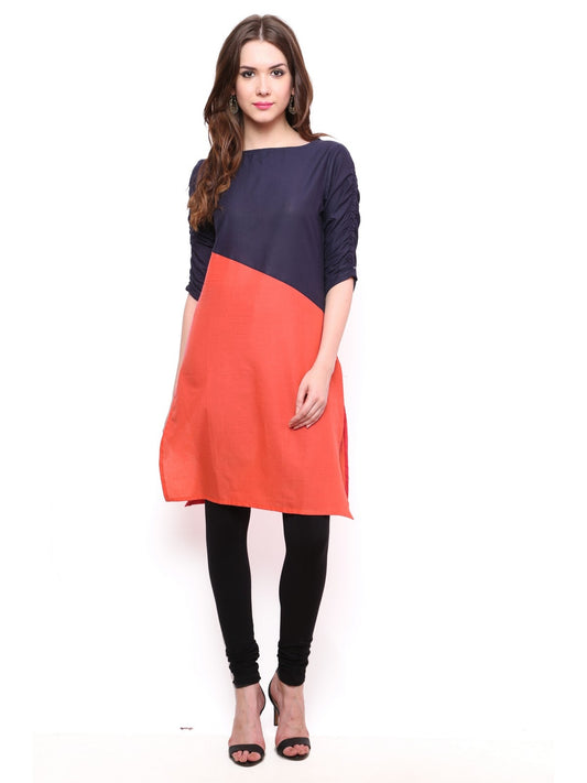 Finding Product Women's Casual 3/4 Sleeve Solid Kurti