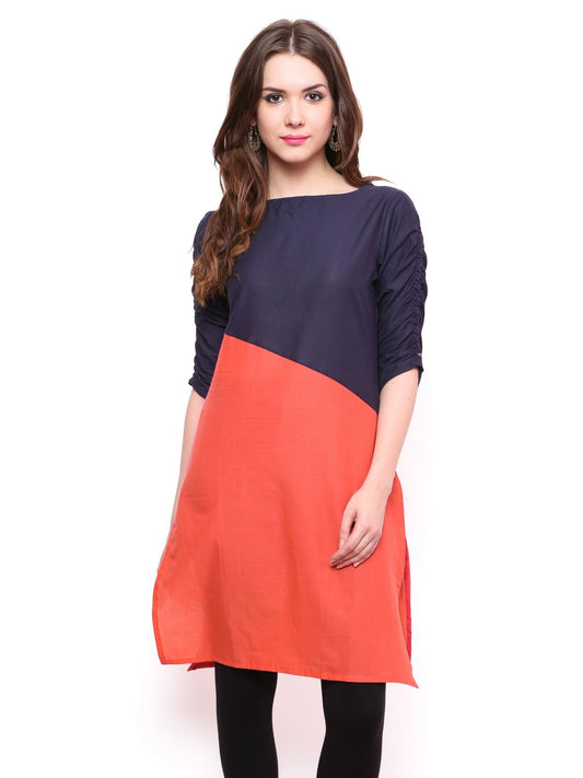 Finding Product Women's Casual 3/4 Sleeve Solid Kurti