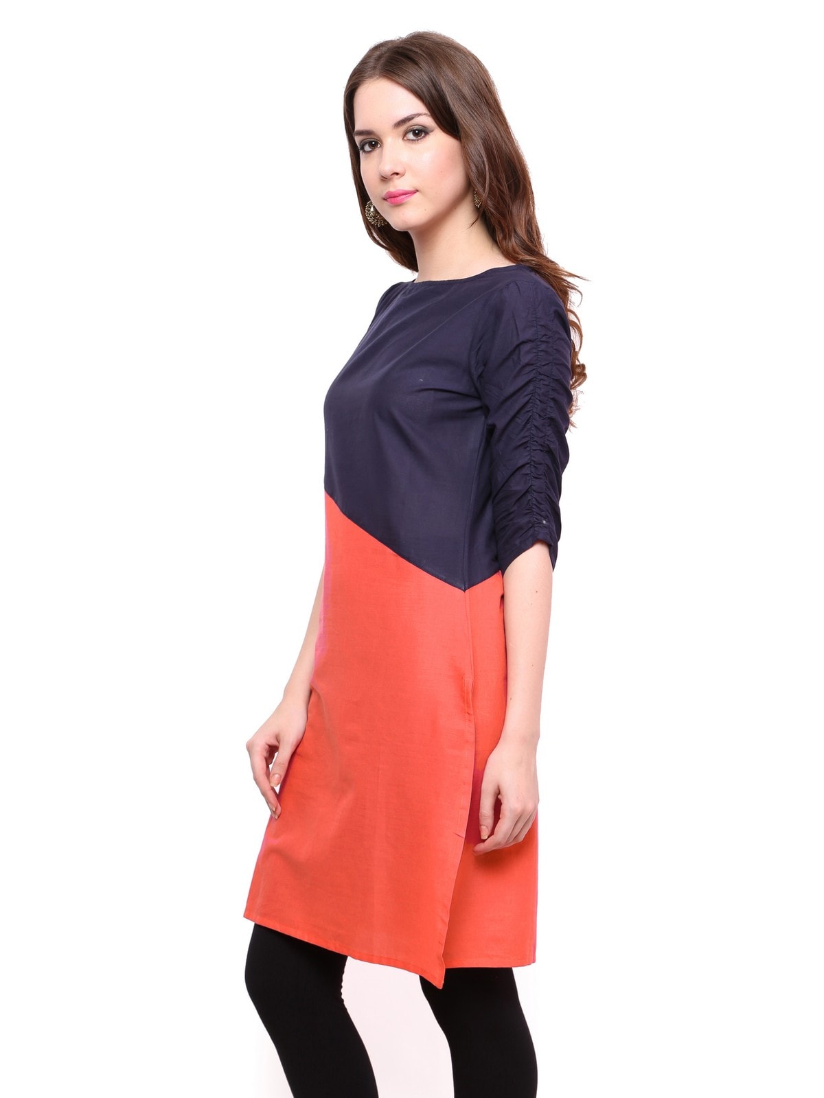 Finding Product Women's Casual 3/4 Sleeve Solid Kurti
