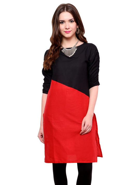 Finding Product Women's Casual 3/4 Sleeve Solid Kurti