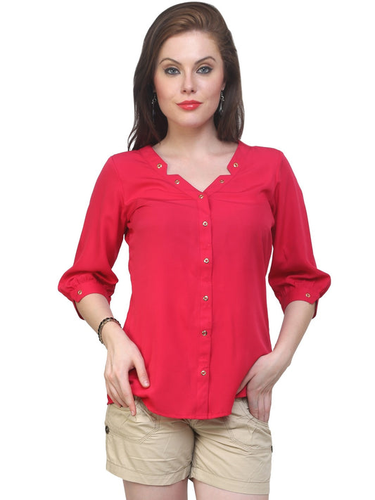 Finding Product Women's Pink Shirt Top With Detailed Notch Designs