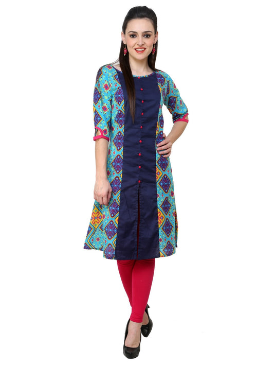 Finding Product Women's Blue Diamond Panelled Kurti