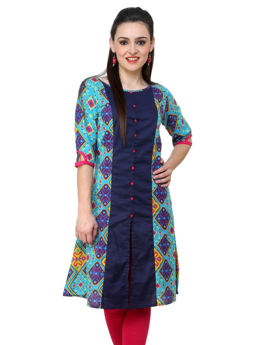 Finding Product Women's Blue Diamond Panelled Kurti