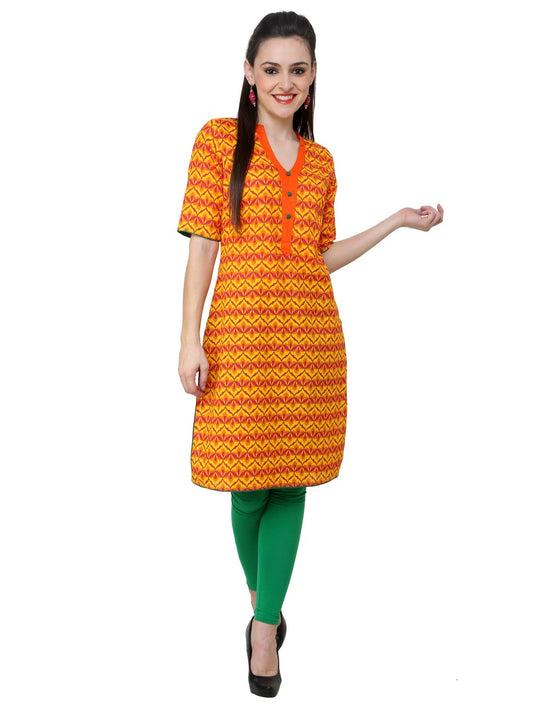 Finding Product Women's Yellow Allover Piping Detail Kurti