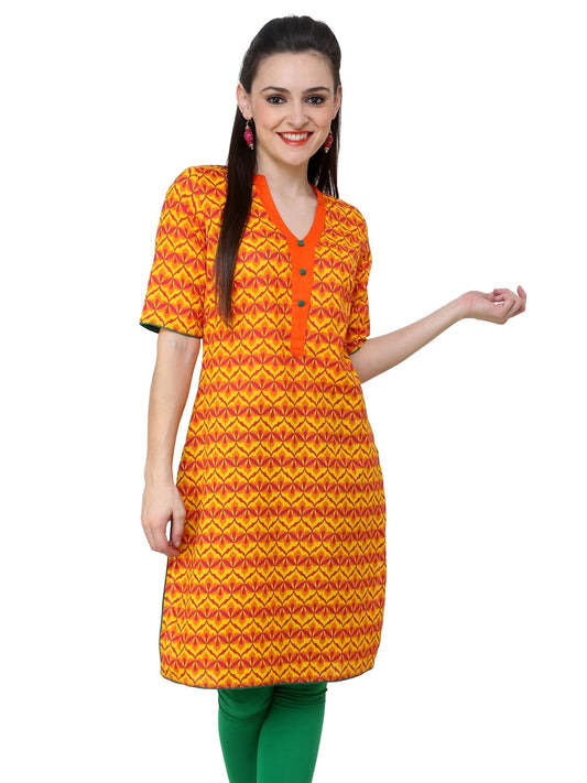 Finding Product Women's Yellow Allover Piping Detail Kurti