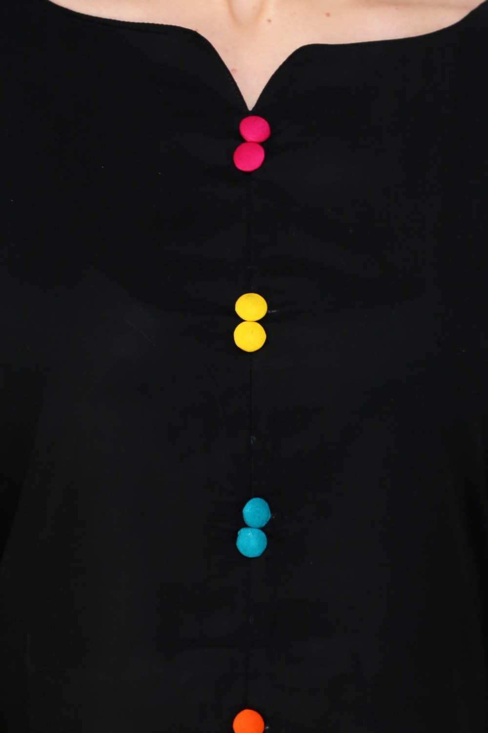Finding Product Women's Black Multi Color Button Kurti