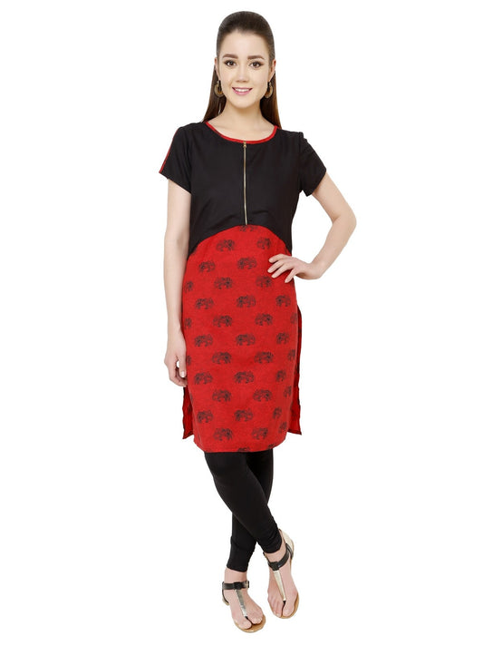 Finding Product Women's Red Elephant Crop Kurti