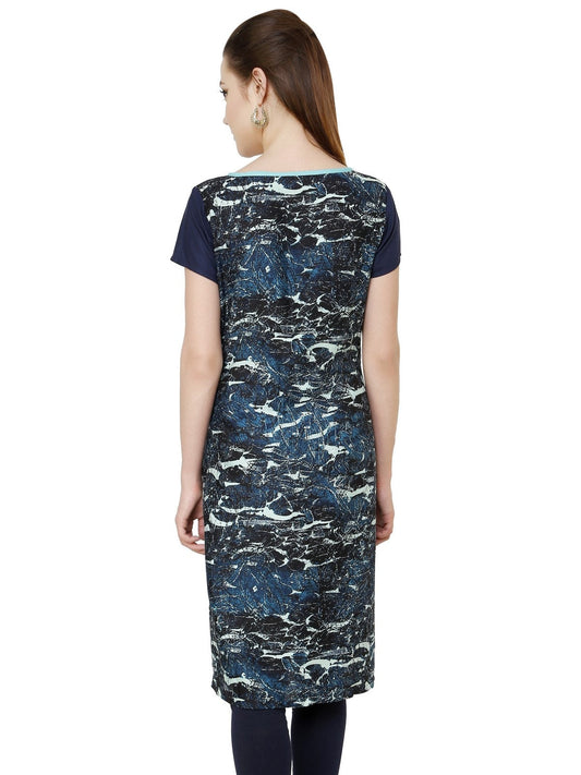 Finding Product Women's Abstract Print Asymmetric Yoke Kurti