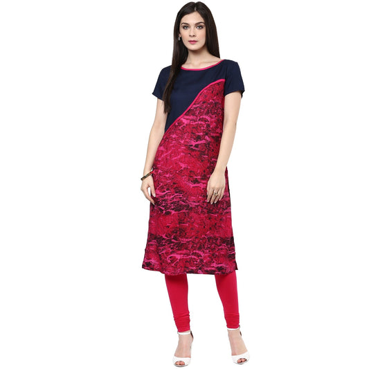 Finding Product Women's Abstract Print Asymmetric Yoke Kurti