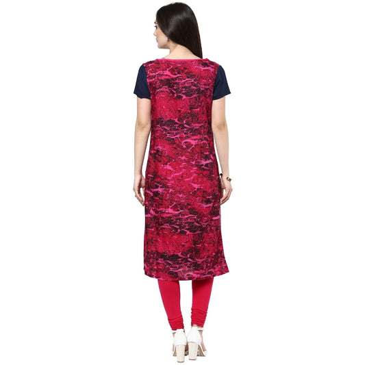 Finding Product Women's Abstract Print Asymmetric Yoke Kurti