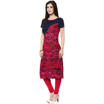 Finding Product Women's Abstract Print Asymmetric Yoke Kurti