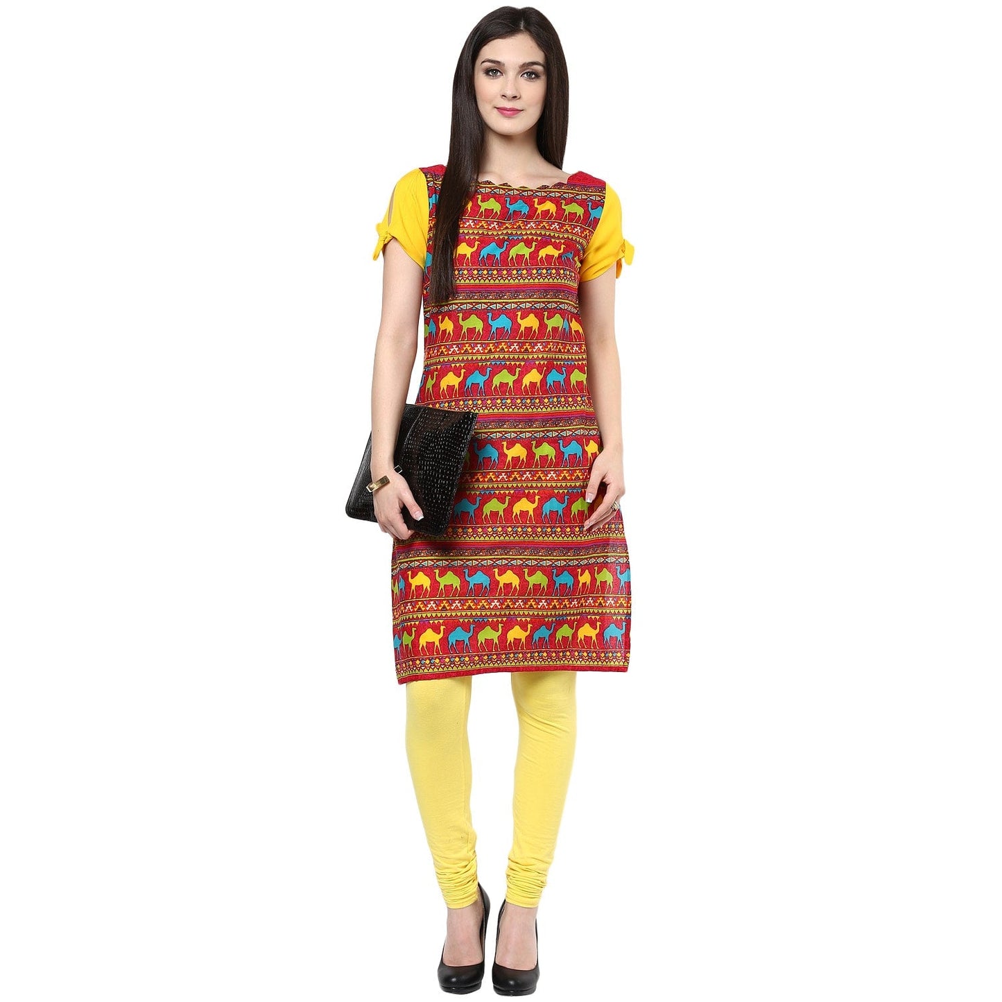 Finding Product Women's Camel Knotted Sleeve Kurti