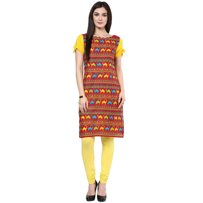 Finding Product Women's Camel Knotted Sleeve Kurti