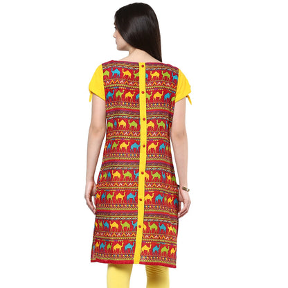 Finding Product Women's Camel Knotted Sleeve Kurti