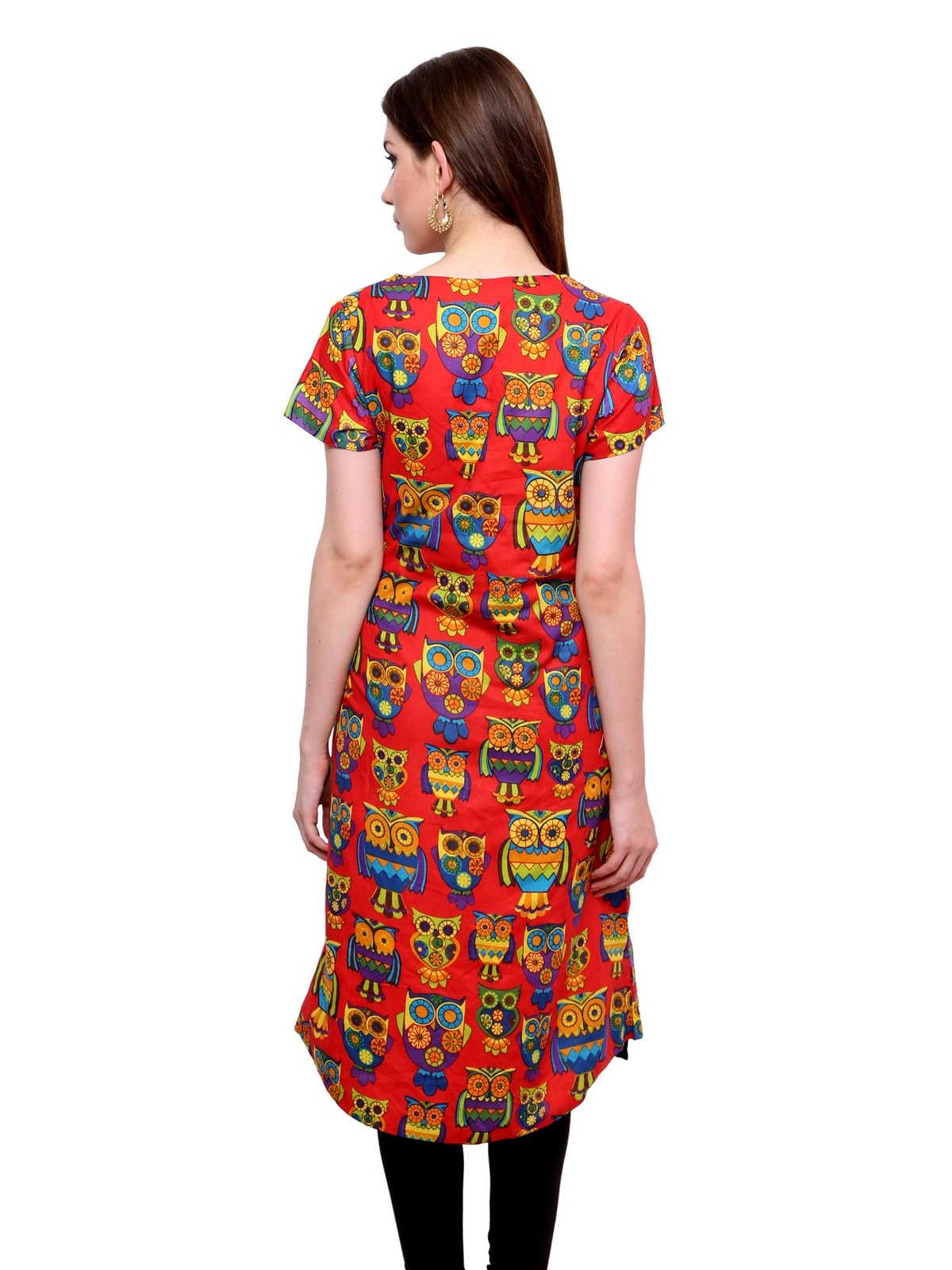 Finding Product Women's Owl Print Asymmetric Jacket Kurti