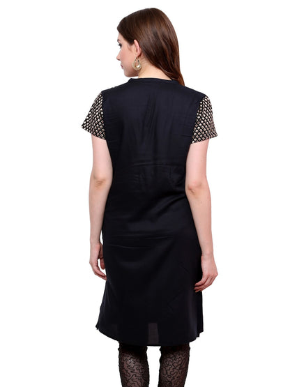 Finding Product Women's Buttoned Brocade Shoulder Yoke Kurti