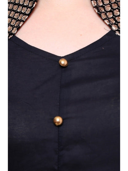 Finding Product Women's Buttoned Brocade Shoulder Yoke Kurti
