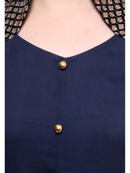 Finding Product Women's Buttoned Brocade Shoulder Yoke Kurti