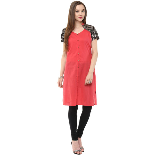 Finding Product Women's Buttoned Brocade Shoulder Yoke Kurti