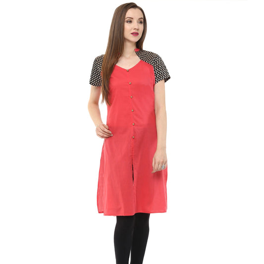 Finding Product Women's Buttoned Brocade Shoulder Yoke Kurti
