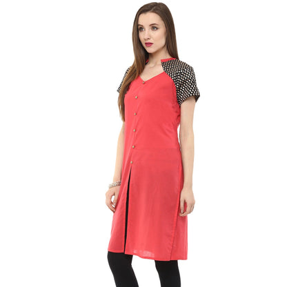 Finding Product Women's Buttoned Brocade Shoulder Yoke Kurti
