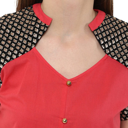 Finding Product Women's Buttoned Brocade Shoulder Yoke Kurti