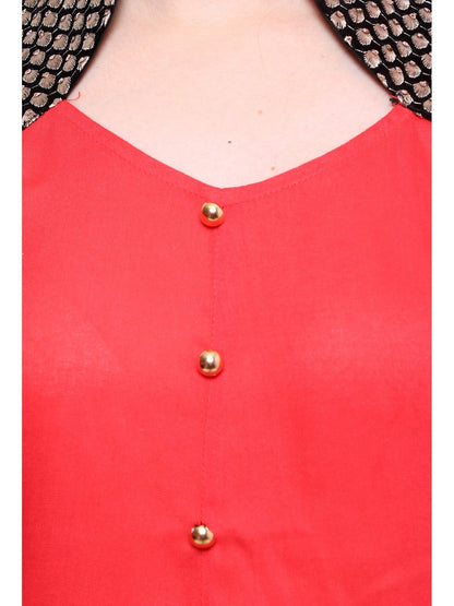 Finding Product Women's Buttoned Brocade Shoulder Yoke Kurti