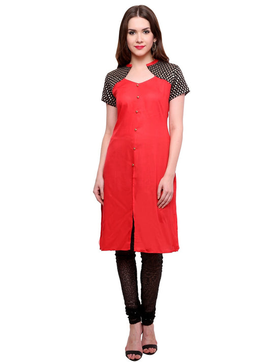Finding Product Women's Buttoned Brocade Shoulder Yoke Kurti