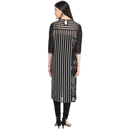 Finding Product Women's Print & Stripe Mix Kurti
